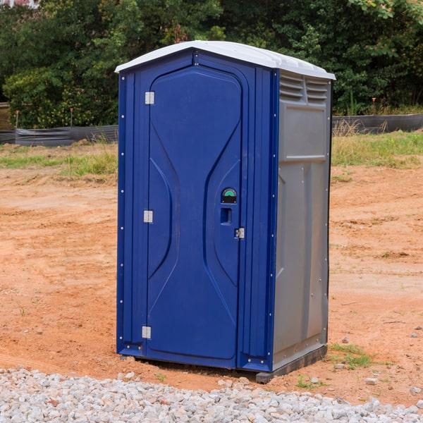 short-term portable restrooms should be serviced frequently, typically once a week